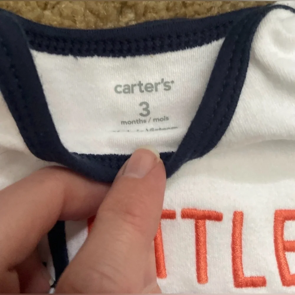 No. 1 Little Brother White & Navy Short Sleeve 0-3 Months Onesie